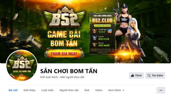 Fanpage chính thức của B52 Club hoạt động mọi thời điểm